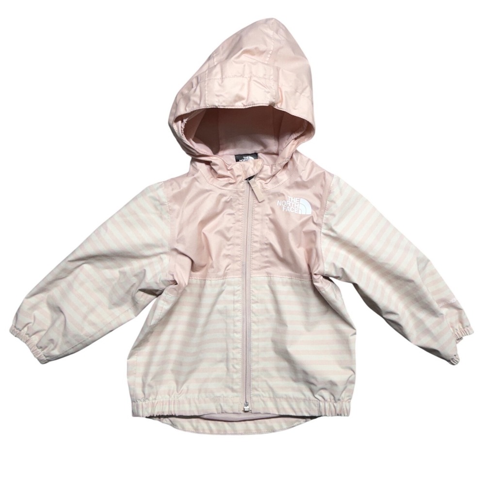 The North Face Infant Girls Pink Striped Hooded Windbreaker Jacket Size 6-12M